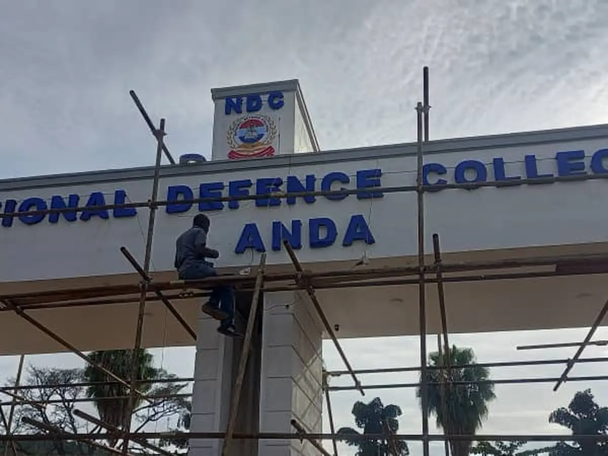 National Defence College entrance gate structure under construction